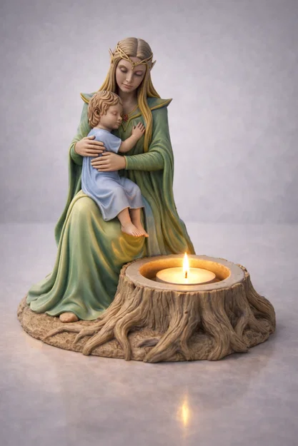 Mẫu STL Giá Nến Elven Mother | Trang Trí Phong Cách Rừng Thần Tiên - Image 4
