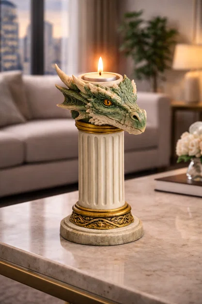 File STL Giá Đỡ Nến Đầu Rồng | Decor Fantasy | Mô Hình Rồng DnD - Image 1