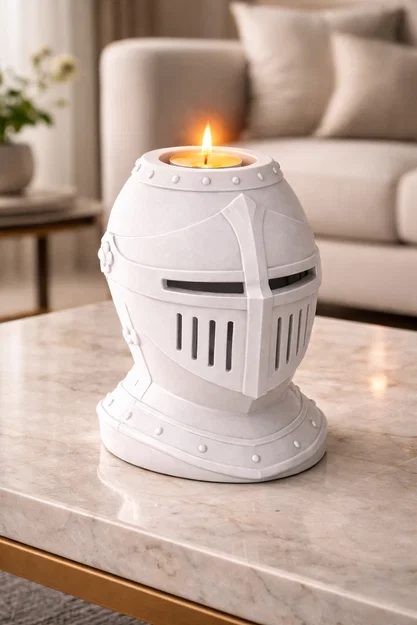 File STL Ống cắm nến hình mũ hiệp sĩ | Decor phong cách trung cổ - Image 1