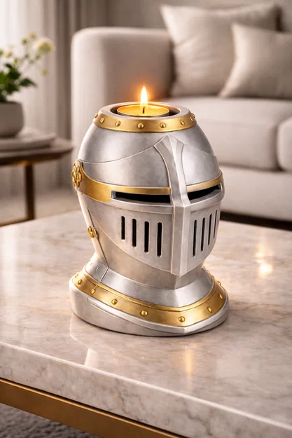 File STL Ống cắm nến hình mũ hiệp sĩ | Decor phong cách trung cổ - Image 6