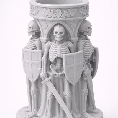 File STL Giá Đỡ Nến Hiệp Sĩ Xương | Trang Trí Dark Fantasy