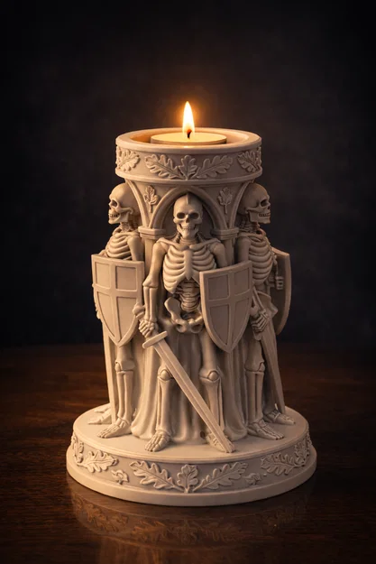 File STL Giá Đỡ Nến Hiệp Sĩ Xương | Trang Trí Dark Fantasy - Image 3