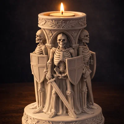 File STL Giá Đỡ Nến Hiệp Sĩ Xương | Trang Trí Dark Fantasy