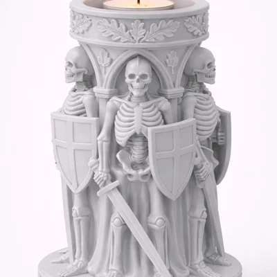 File STL Giá Đỡ Nến Hiệp Sĩ Xương | Trang Trí Dark Fantasy