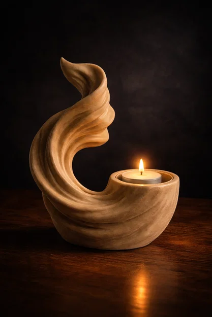 Mẫu STL Đế Nến Hình Sóng | Đế Nến Tea Light Hiện Đại - Image 1