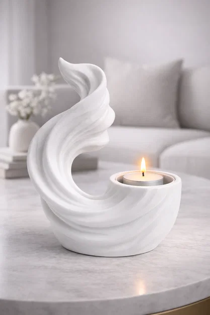 Mẫu STL Đế Nến Hình Sóng | Đế Nến Tea Light Hiện Đại - Image 4