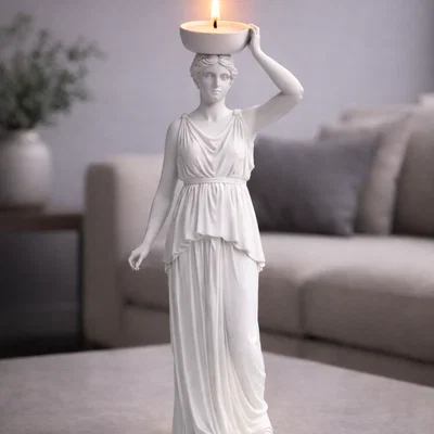 Mẫu STL Đế nến Nữ thần Hy Lạp - Nghệ thuật điêu khắc cổ điển