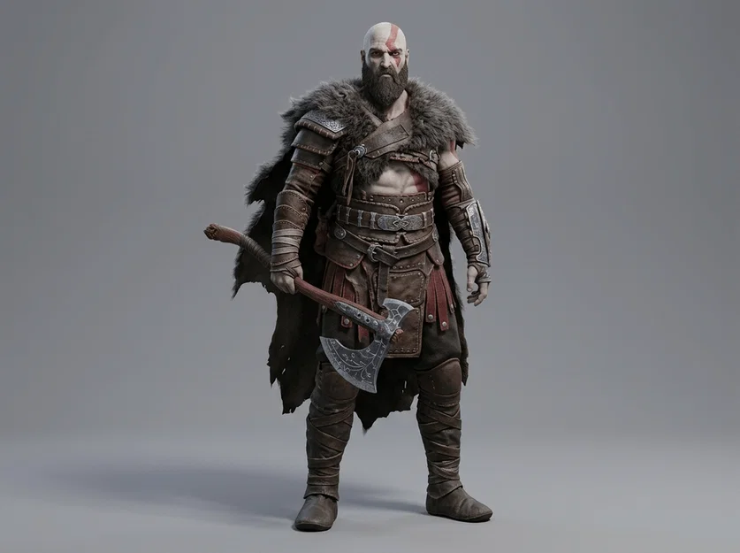 Mô hình 3D Kratos trong God of War 2005 đầy uy quyền cho anh em game thủ - Image 1