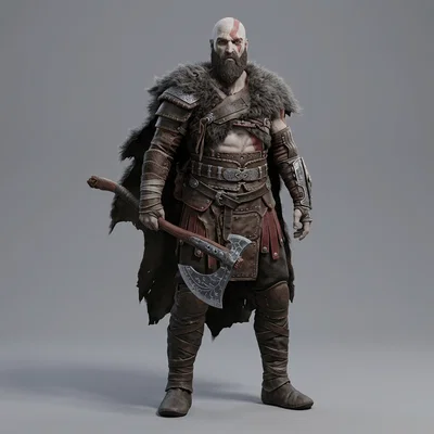 Mô hình 3D Kratos trong God of War 2005 đầy uy quyền cho anh em game thủ
