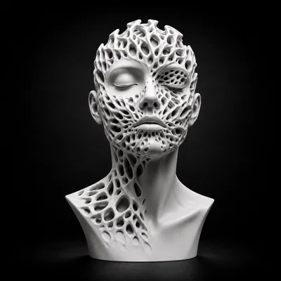 Tượng Bán Thân Người Voronoi STL | Điêu khắc hữu cơ tham số | Nghệ thuật trừu tượng hiện đại