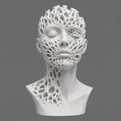 Tượng Bán Thân Người Voronoi STL | Điêu khắc hữu cơ tham số | Nghệ thuật trừu tượng hiện đại