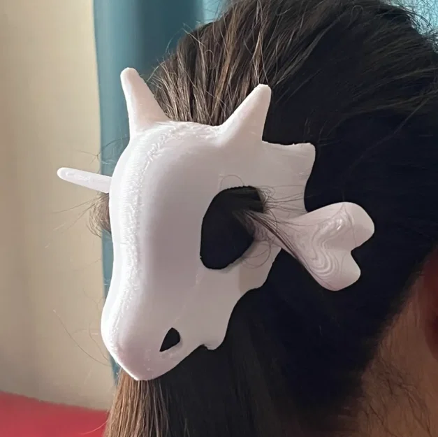 Mẫu kẹp tóc 3D hình đầu lâu Cubone cá tính cho phái nữ - Image 1