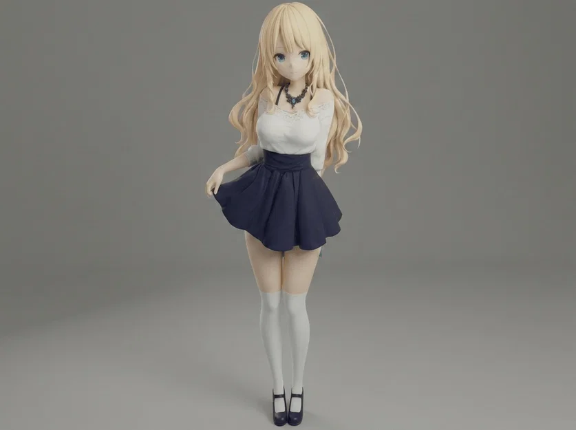 Mô hình Anime nữ tóc vàng dễ thương (Blonde Demure Girl) file in 3D - Image 1