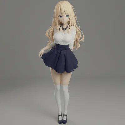 Mô hình Anime nữ tóc vàng dễ thương (Blonde Demure Girl) file in 3D