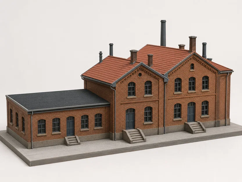 Mô hình nhà máy (Factory Building) tỉ lệ H0 cực chi tiết cho sa bàn - Image 1
