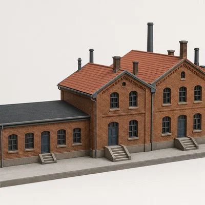 Mô hình nhà máy (Factory Building) tỉ lệ H0 cực chi tiết cho sa bàn