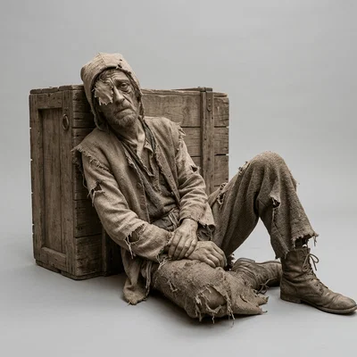 Mô hình 3D nhân vật người ăn mày cổ điển (Medieval Art - Beggar Wretch)