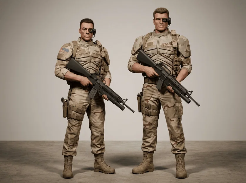 Mô hình 3D Universal Soldier: Jean-Claude Van Damme & Dolph Lundgren - Image 1