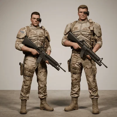 Mô hình 3D Universal Soldier: Jean-Claude Van Damme & Dolph Lundgren