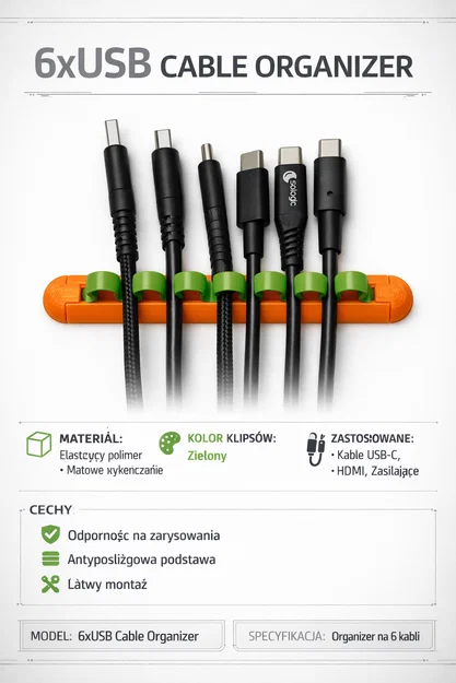 Bộ organizer cho 6 dây cáp USB - Image 1