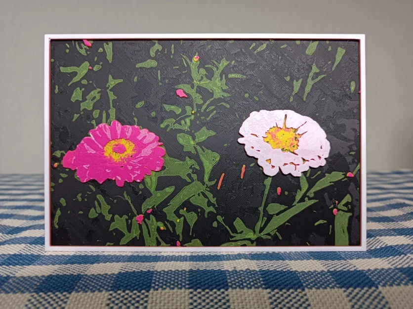Tranh in 3D hoa Cúc Zinnia (HueForge) - Image 1