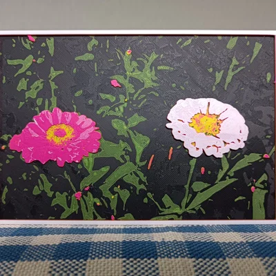 Tranh in 3D hoa Cúc Zinnia (HueForge)