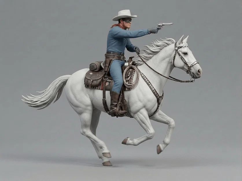Mô hình 3D The Lone Ranger và ngựa Silver huyền thoại - Image 1