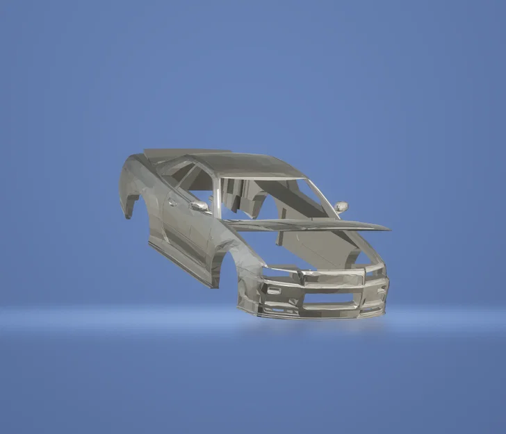Mô hình 3D vỏ xe Nissan Skyline R34 RC có nắp ca-pô rời - Image 1