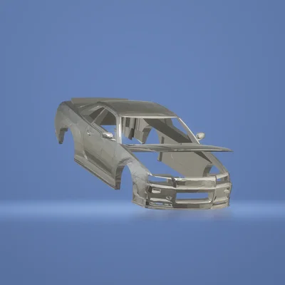 Mô hình 3D vỏ xe Nissan Skyline R34 RC có nắp ca-pô rời