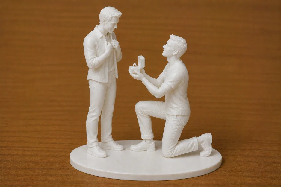 Mô hình tượng 3D cầu hôn nam - nam ý nghĩa cho ngày trọng đại - Image 1