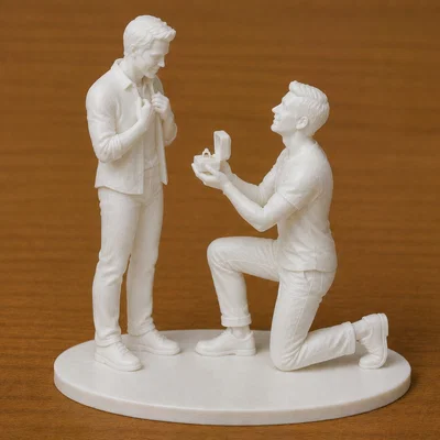 Mô hình tượng 3D cầu hôn nam - nam ý nghĩa cho ngày trọng đại