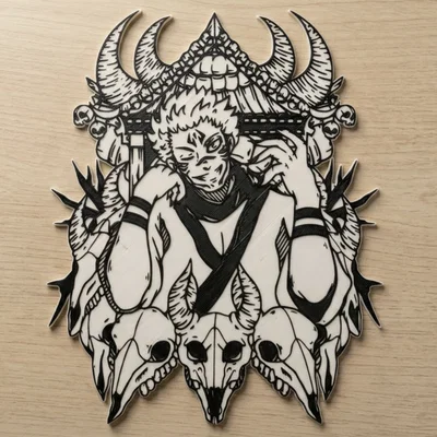 Mô hình tranh treo tường 2D Sukuna Jujutsu Kaisen độc đáo