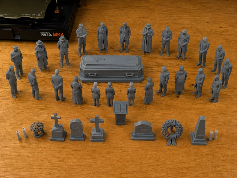 Mô hình tiểu cảnh đám tang (Funeral Scene) 3D cho sa bàn tỷ lệ H0 - Image 1