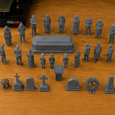 Mô hình tiểu cảnh đám tang (Funeral Scene) 3D cho sa bàn tỷ lệ H0