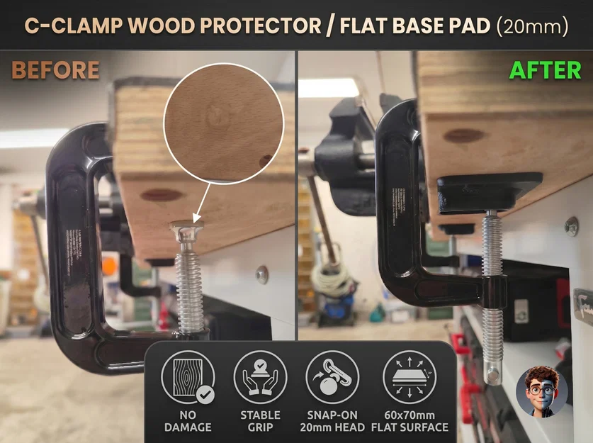 Miếng lót bảo vệ gỗ cho C-Clamp (20mm) - Image 1