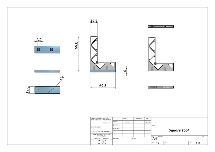 Ê-ke có đế (Square Tool) - Dễ in, không cần support - Image 2