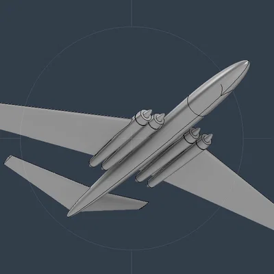 Mô hình máy bay phản lực cổ điển Retro Airliner in 3D
