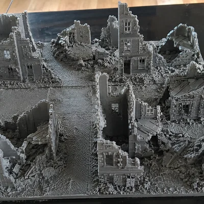 Mô hình sa bàn thành phố đổ nát thời Thế chiến II (WW2 Ruins) in 3D