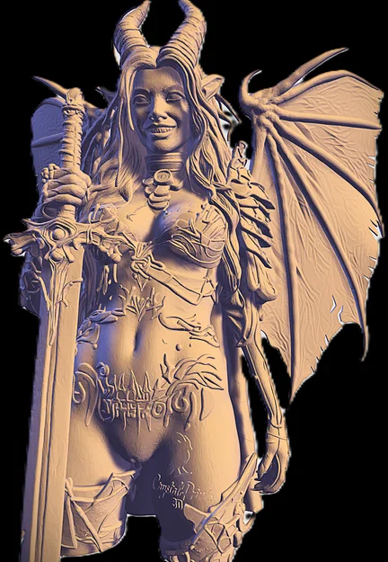 Mô hình STL Nữ chiến binh Succubus - Tượng ác quỷ Dark Fantasy cực chi tiết - Image 1