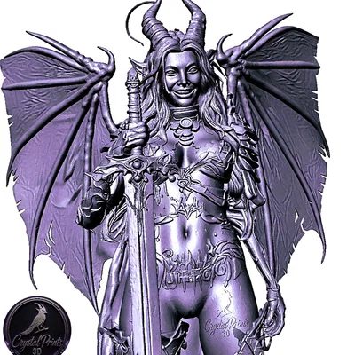 Mô hình STL Nữ chiến binh Succubus - Tượng ác quỷ Dark Fantasy cực chi tiết