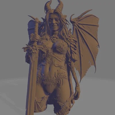 Mô hình STL Nữ chiến binh Succubus - Tượng ác quỷ Dark Fantasy cực chi tiết