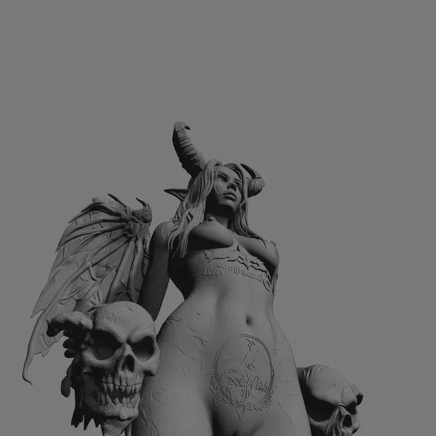 Mô hình STL Succubus Skull Queen | Tượng Nữ Ác Quỷ Dark Fantasy | Độ Chi Tiết Cao Cho Resin - Image 5