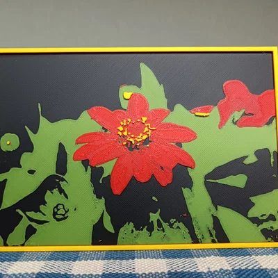 Tranh in 3D HueForge hình hoa Cúc Zinnia (Mẫu số 2)