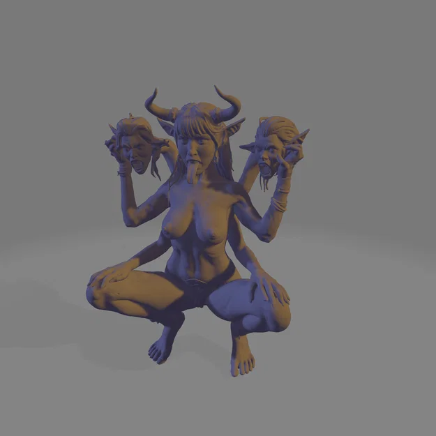 Mô hình Bust Chúa tể Quỷ Succubus 4 tay STL | Chiến binh Dark Fantasy chi tiết cao - Image 2