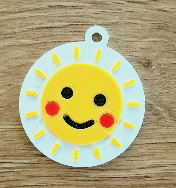 Móc khóa mặt trời Sunny với các chi tiết gương mặt lắp ráp - Image 1
