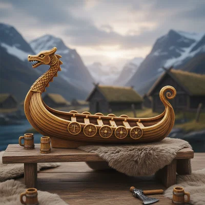 Mô hình thuyền Viking Benchy in 3D độc đáo trang trí bàn làm việc