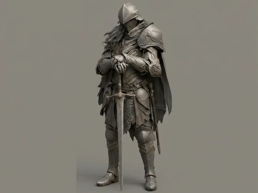 Mô hình 3D Kỵ sĩ Hắc ám đứng (Evil Knight Standing) cho in resin - Image 1