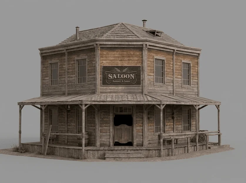 Mô hình Corner Saloon miền Tây hoang dã cho người chơi 3D in - Image 1