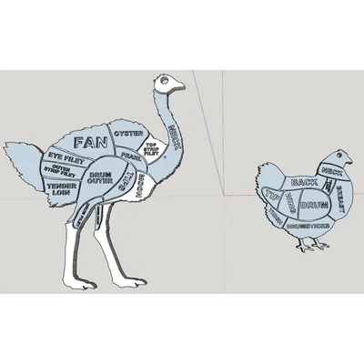 Mô hình biểu đồ phân loại thịt gà và đà điểu in 3D (Poultry Meat Charts)