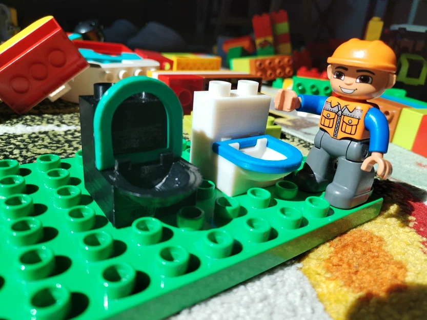 Bồn cầu Lego Duplo có nắp đóng mở (Lắp ráp 2 phần) - Image 1